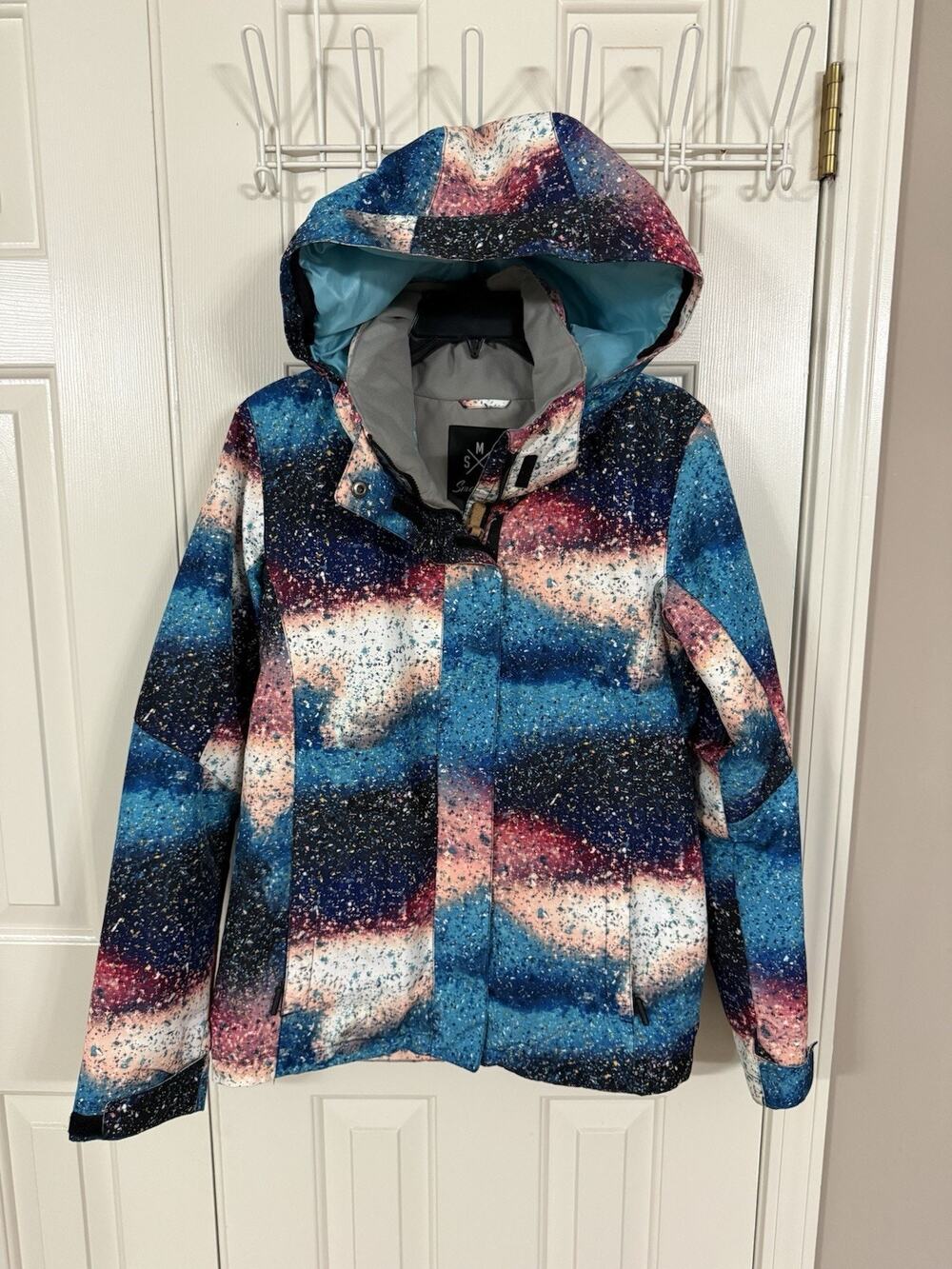 SMN Smaining Ski Jacket S Galaxy Print Pink Blue